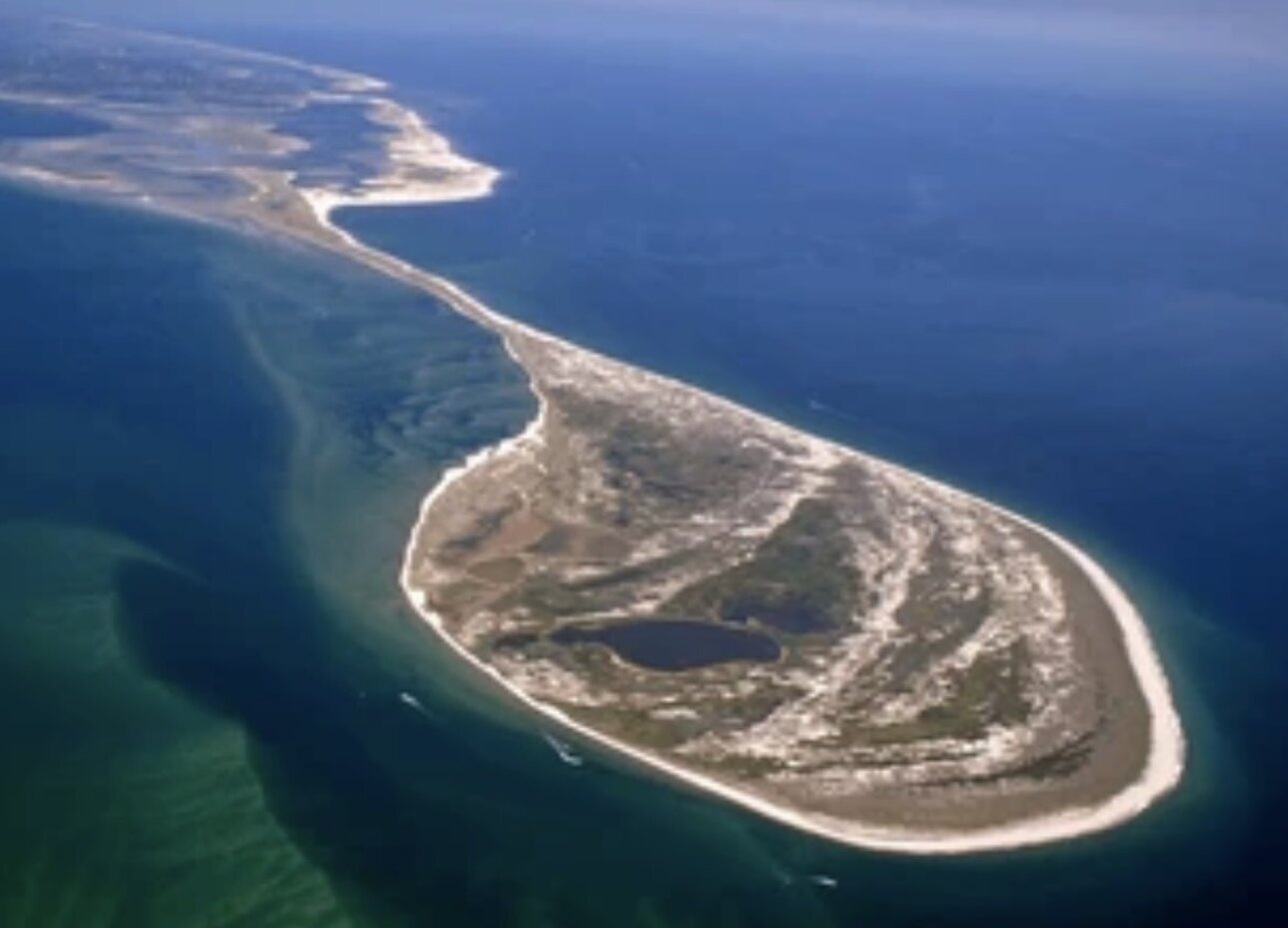 Aerial view of uninhabited South Monomoy Island
